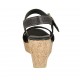 Sandalo da donna con cinturino in pelle stampata nera e camoscio stampato a righe con plateau e zeppa 7 - Misure disponibili: 32, 33, 34