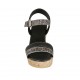 Sandalo da donna con cinturino in pelle stampata nera e camoscio stampato a righe con plateau e zeppa 7 - Misure disponibili: 32, 33, 34
