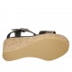 Sandale pour femmes avec courroie en cuir imprimé noir et daim imprimé rayé avec plateforme et talon compensé 7 - Pointures disponibles:  32, 33, 34