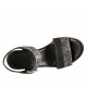Sandalo da donna con cinturino in pelle stampata nera e camoscio stampato a righe con plateau e zeppa 7 - Misure disponibili: 32, 33, 34