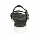 Sandalo da donna con cinturino in pelle stampata nera e camoscio stampato a righe zeppa 3 - Misure disponibili: 33, 45