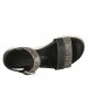 Sandale pour femmes avec courroie en cuir imprimé noir et daim imprimé rayé talon compensé 3 - Pointures disponibles:  33, 45