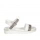 Sandale pour femmes avec courroie en cuir imprimé blanc et daim imprimé rayé talon compensé 3 - Pointures disponibles:  42, 43, 44