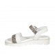 Sandale pour femmes avec courroie en cuir imprimé blanc et daim imprimé rayé talon compensé 3 - Pointures disponibles:  42, 43, 44
