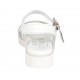 Sandale pour femmes avec courroie en cuir imprimé blanc et daim imprimé rayé talon compensé 3 - Pointures disponibles:  42, 43, 44