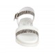 Sandale pour femmes avec courroie en cuir imprimé blanc et daim imprimé rayé talon compensé 3 - Pointures disponibles:  42, 43, 44