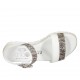 Sandale pour femmes avec courroie en cuir imprimé blanc et daim imprimé rayé talon compensé 3 - Pointures disponibles:  42, 43, 44
