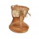 Sandale entredoigt avec courroie pour femmes en cuir brun clair avec franges or talon 2 - Pointures disponibles:  33, 43, 44