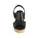 Woman's sandal in black-colored pierced leather with platform and wedge 9 - Available sizes:  32, 33