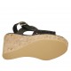 Woman's sandal in black-colored pierced leather with platform and wedge 9 - Available sizes:  32, 33