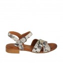 Woman's strap sandal in printed multicolored leather heel 2