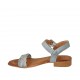 Sandale avec courroie pour femmes en cuir tressé bleu et gris talon 2 - Pointures disponibles:  43, 44