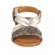 Sandale pour femmes en cuir platine et daim imprimé rayé talon 2 - Pointures disponibles:  33