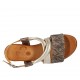 Woman's sandal in platinum leather and striped printed suede heel 2 - Available sizes:  33
