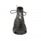 Sandalo stringato alla schiava con elastico da donna in pelle forata nera tacco 2 - Misure disponibili: 33, 34, 42, 43, 44, 45