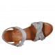 Woman's strap platform sandal in blue grey leather and blue grey and grey braided leather wedge heel 9 - Available sizes:  32, 33, 34