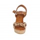 Woman's strap platform sandal in brown leather and brown, tan and beige braided leather wedge heel 9 - Available sizes:  32