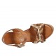 Woman's strap platform sandal in brown leather and brown, tan and beige braided leather wedge heel 9 - Available sizes:  32