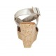 Woman's sandal in platinum laminated leather with accessory, platform and wedge heel 9 - Available sizes:  32, 33, 34