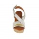 Woman's sandal in platinum laminated leather with accessory, platform and wedge heel 9 - Available sizes:  32, 33, 34
