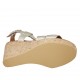 Sandale pour femmes avec courroie en cuir lamé platine avec accessoire, plateforme et talon compensé 9 - Pointures disponibles:  32, 33, 34