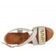 Woman's sandal in platinum laminated leather with accessory, platform and wedge heel 9 - Available sizes:  32, 33, 34
