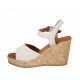 Sandalo da donna in camoscio beige con cinturino, plateau e zeppa 9 - Misure disponibili: 32, 33, 34
