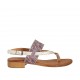Sandale entredoigt pour femmes en cuir lamé platine et daim imprimé rayé talon 2 - Pointures disponibles:  33, 34, 42, 43, 44, 45