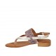 Woman's flip-flop sandal in platinum laminated leather and striped printed suede heel 2 - Available sizes:  33, 34, 42, 43, 44, 45