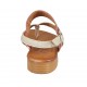 Sandale entredoigt pour femmes en cuir lamé platine et daim imprimé rayé talon 2 - Pointures disponibles:  33, 34, 42, 43, 44, 45