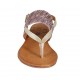 Woman's flip-flop sandal in platinum laminated leather and striped printed suede heel 2 - Available sizes:  33, 34, 42, 43, 44, 45