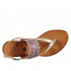 Sandale entredoigt pour femmes en cuir lamé platine et daim imprimé rayé talon 2 - Pointures disponibles:  33, 34, 42, 43, 44, 45
