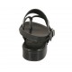 Woman's flip-flop sandal in black leather and printed leather heel 2 - Available sizes:  33, 34, 42, 43, 44