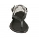 Woman's flip-flop sandal in black leather and printed leather heel 2 - Available sizes:  33, 34, 42, 43, 44