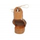 Sandalo stringato alla schiava con elastico da donna in pelle forata color cuoio tacco 2 - Misure disponibili: 33, 34, 43, 44