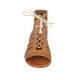 Sandalo stringato alla schiava con elastico da donna in pelle forata color cuoio tacco 2 - Misure disponibili: 33, 34, 43, 44