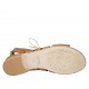 Sandalo stringato alla schiava con elastico da donna in pelle forata color cuoio tacco 2 - Misure disponibili: 33, 34, 43, 44