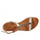 Sandale entredoigt avec courroie pour femmes en cuir lamé platine et daim imprimé rayé talon 2 - Pointures disponibles:  33, 43, 44