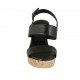 Woman's sandal in black leather with platform and wedge 7 - Available sizes:  32