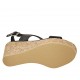 Woman's sandal in black leather with platform and wedge 7 - Available sizes:  32
