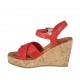 Sandalo da donna in pelle rossa con cinturino, plateau e zeppa 9 - Misure disponibili: 33, 34