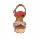 Sandale pour femmes avec courroie et plateforme en cuir rouge et cuir tressé rouge, bleu et gris talon compensé 9 - Pointures disponibles:  32, 33, 34