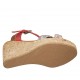 Sandalo da donna con cinturino e plateau in pelle rossa e pelle intrecciata rossa, avio e grigia zeppa 9 - Misure disponibili: 32, 33, 34