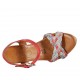 Woman's strap sandal in red leather and red, bluegray and grey braided leather with platform and wedge heel 9 - Available sizes:  32, 33, 34