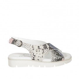 Sandale pour femmes en cuir imprimé multicouleur talon compensé 3 - Pointures disponibles:  33, 34, 43