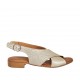 Sandalo da donna in pelle laminata e stampata platino tacco 2 - Misure disponibili: 33, 34, 42, 43, 44, 45