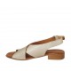 Sandalo da donna in pelle laminata e stampata platino tacco 2 - Misure disponibili: 33, 34, 42, 43, 44, 45
