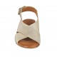 Sandalo da donna in pelle laminata e stampata platino tacco 2 - Misure disponibili: 33, 34, 42, 43, 44, 45