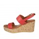 Sandalo da donna in pelle rossa con plateau e zeppa 7 - Misure disponibili: 32, 33, 34