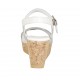 Sandale pour femmes en cuir imprimé blanc avec courroie, plateforme et talon compensé 7 - Pointures disponibles:  33